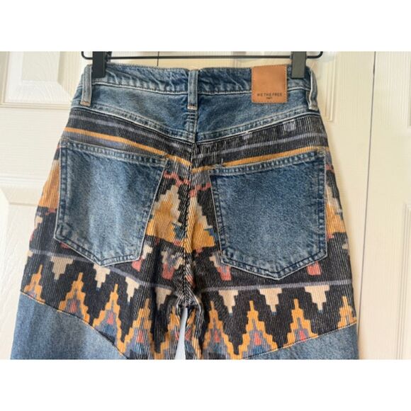 Free People Rocky Mountain Patchwork Jeans Sz 24 USA Made Embroidered Boho $148 - Picture 10 of 14